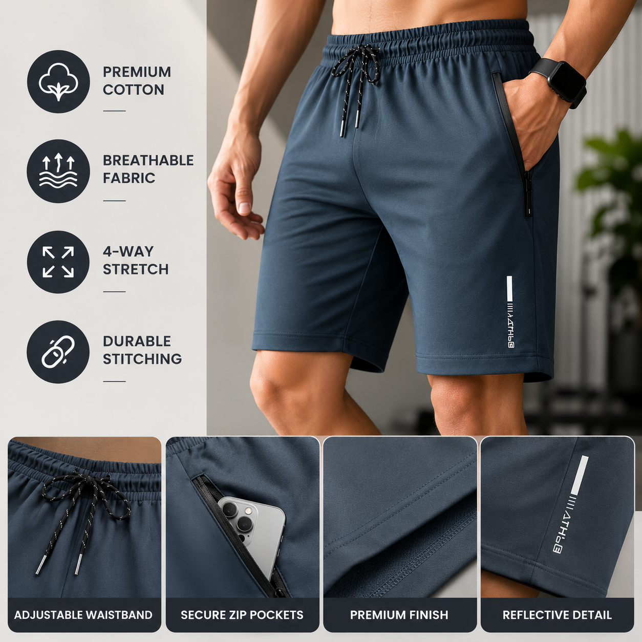 ComfortX™ Men’s Premium High-Quality Stretchable Shorts | Pack of 4